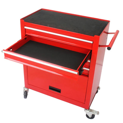 Rolling Tool Storage Cabinet With 4 Drawers, 4 Wheels, 2 Parking Brakes Tool Chest Cart, 5-Tier Rolling Tool Set for Handyman, Workshop, Home (Red)
