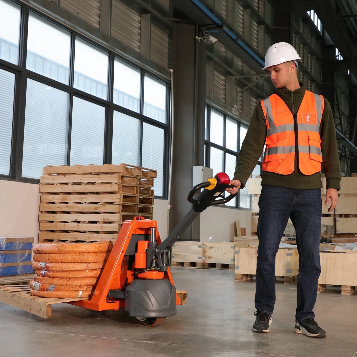 Tory Carrier 3300lbs Lithium Powered Pallet Trucks Electric Pallet Jack 48"Lx27"W
