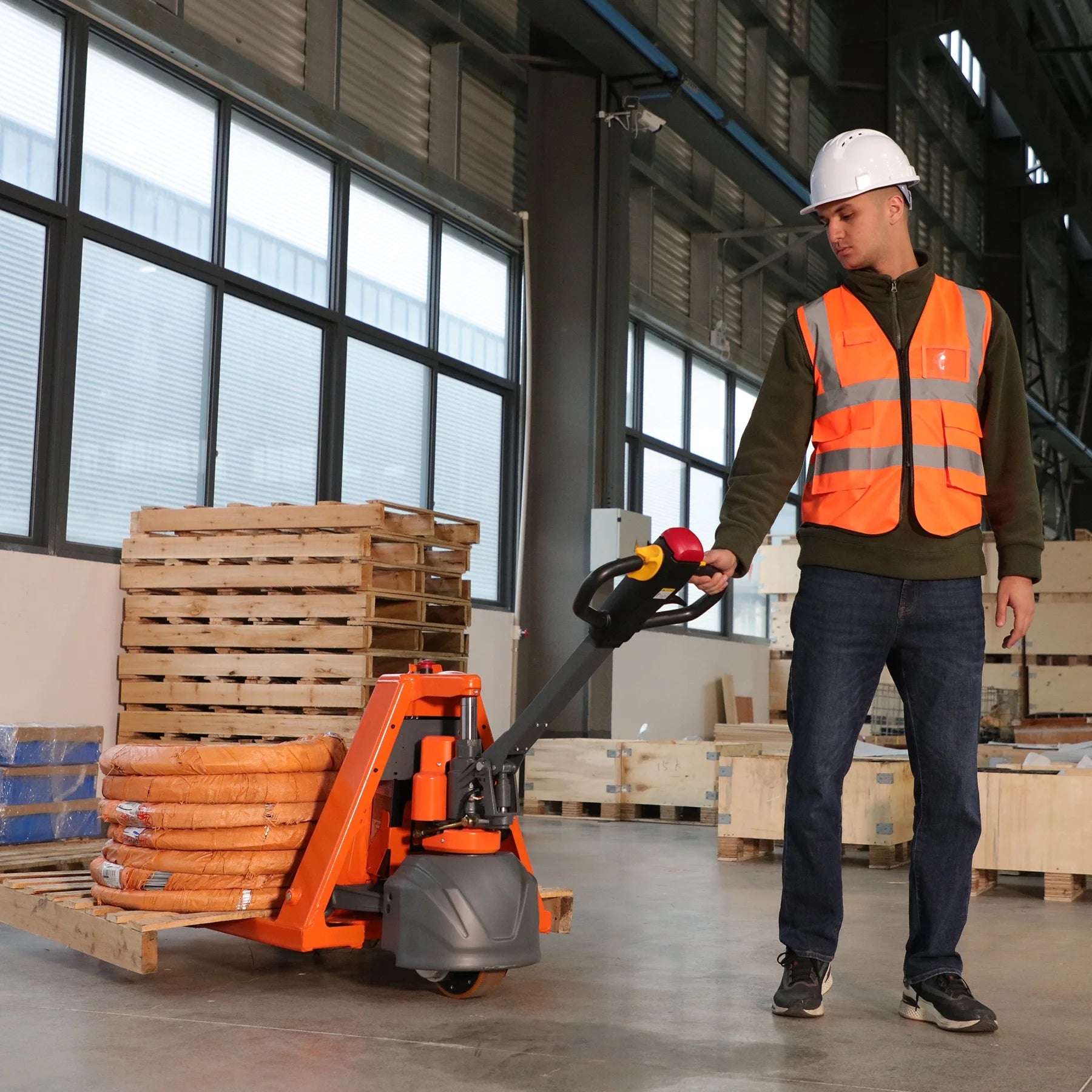 Tory Carrier 3300lbs Lithium Powered Pallet Trucks Electric Pallet Jack 48"Lx27"W