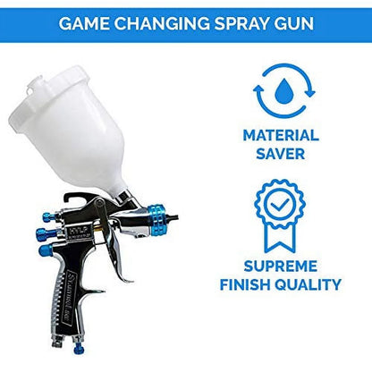 DeVilBiss STARTINGLINE HVLP Spray Gun for Painting Control 1.3mm Gravity Feed Paint Gun with 600milliliter Plastic Cup