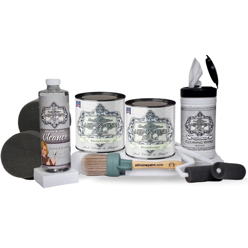 ALL-IN-ONE Paint, 2 Quart Cabinet Paint Bundle and Tool Kit - Cashmere (true white)