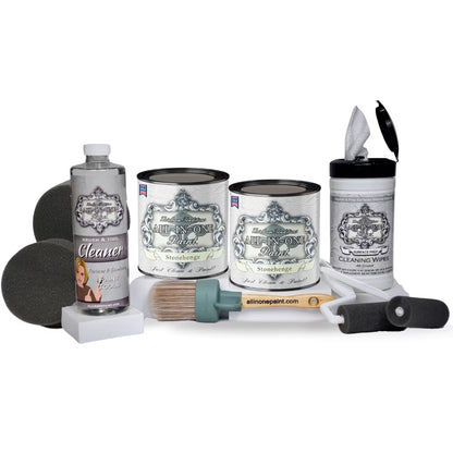 ALL-IN-ONE Paint, 2 Quart Cabinet Paint Bundle and Tool Kit - Cashmere (true white)