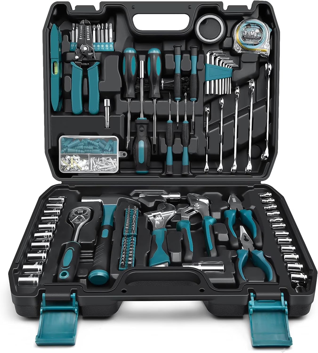 Home Tool Kit 281-PCs - General Basic Home Auto Repair Tool Kits - Complete Portable Hand Tool Sets for Women - Tool Box Set with Socket Wrench Set & Screwdriver Sets & Hex Key & Pliers