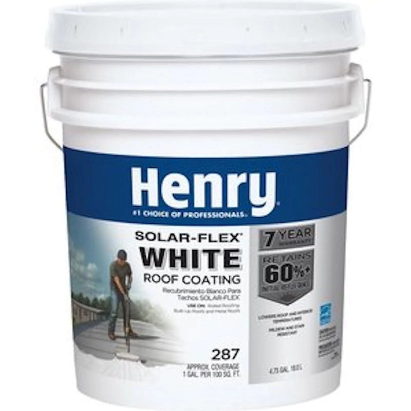 Henry Solar-Flex HE287018, White Elastomeric Roof Coating Roof Coating, 4.75 Gal