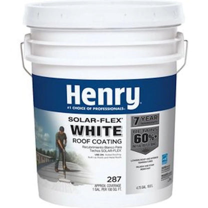 Henry Solar-Flex HE287018, White Elastomeric Roof Coating Roof Coating, 4.75 Gal