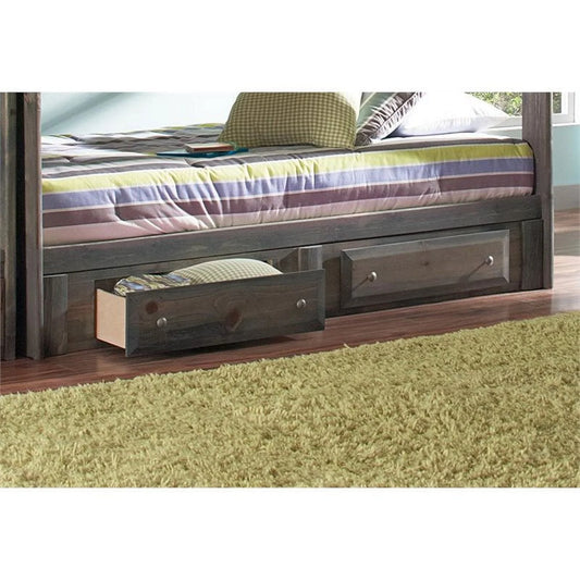 Bowery Hill Wood 2-Drawer Youth Under Bed Storage in Gun Smoke Gray