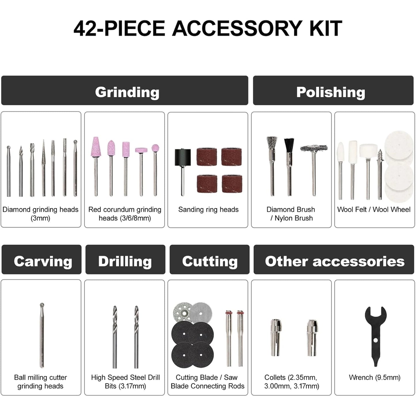 Cordless Rotary Tool Kit, 7.2V, 5 Speeds, with 42 Accessories, Sanding, Polishing, Etching, Engraving, DIY Crafts
