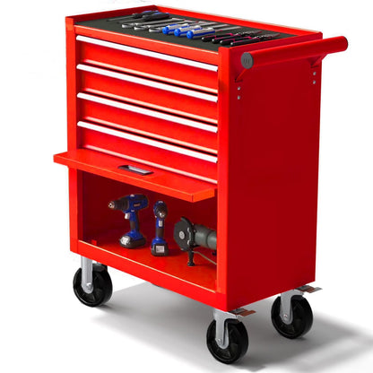 POWANLI Drawer Rolling Tool Chest with Wheels, Steel Orange, 24.25" 48.5 lb