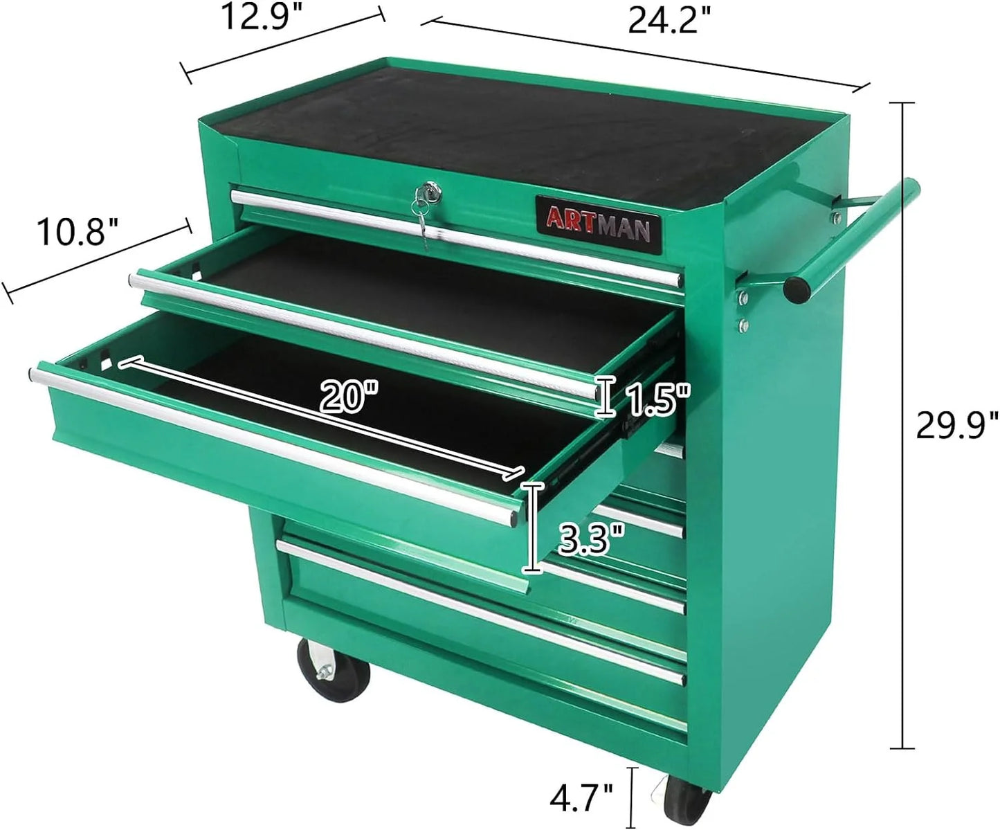 taoruifang 7-Drawer Rolling Tool Cabinet, Anti-Rust Tool Chest With Lock, Storage Organizer for Garage, Workshop