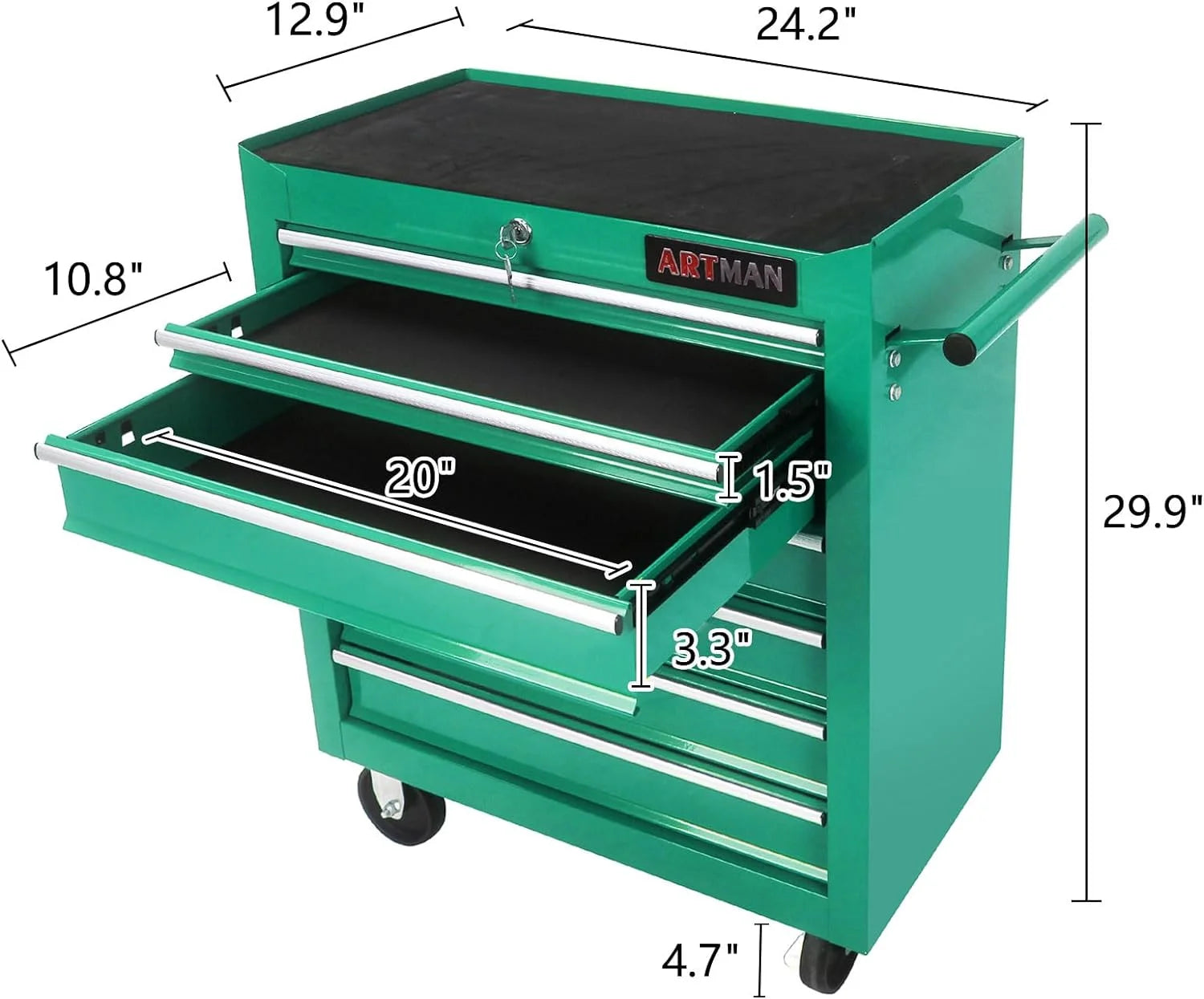 taoruifang 7-Drawer Rolling Tool Cabinet, Anti-Rust Tool Chest With Lock, Storage Organizer for Garage, Workshop