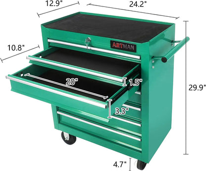 taoruifang 7-Drawer Rolling Tool Cabinet, Anti-Rust Tool Chest With Lock, Storage Organizer for Garage, Workshop