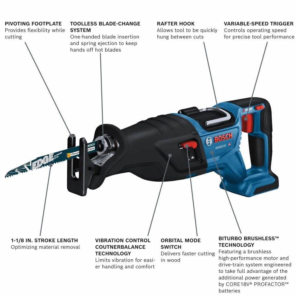 Bosch Profactor 18V 1 1/8In Reciprocating Saw (Bare Tool)