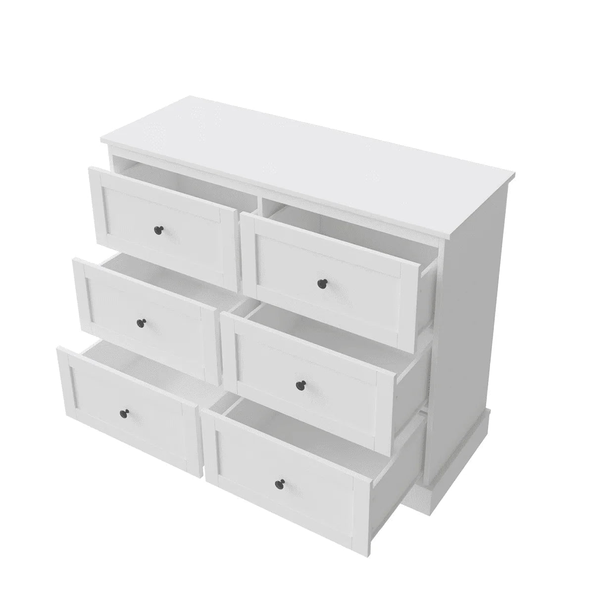 Homfa 6 Drawer Double Dresser White, Wood Storage Cabinet for Living Room, Chest of Drawers for Bedroom