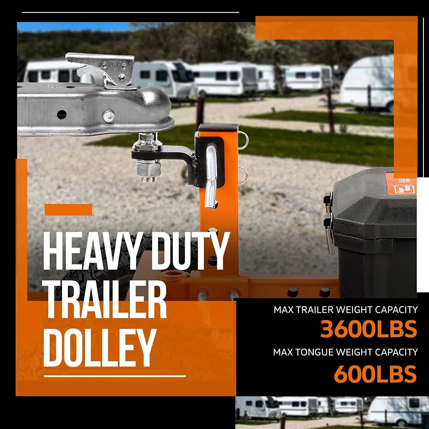 SuperHandy Motorized Trailer Dolly with Tow Tires - 24V, 3600 lbs Towing Capacity, 600 lbs Tongue Weight