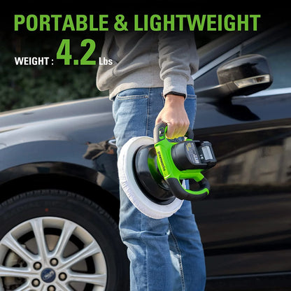 Greenworks 24V 10" Cordless 2800 RPM Buffer & Polisher, 2.0Ah Battery & Charger