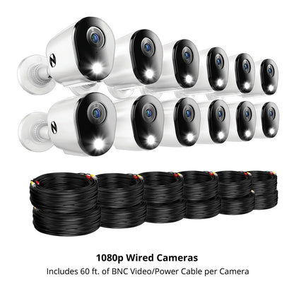 Night Owl 2-Way Audio 20 Channel DVR Security System with 1TB Hard Drive and 12 Wired 1080p Deterrence Cameras