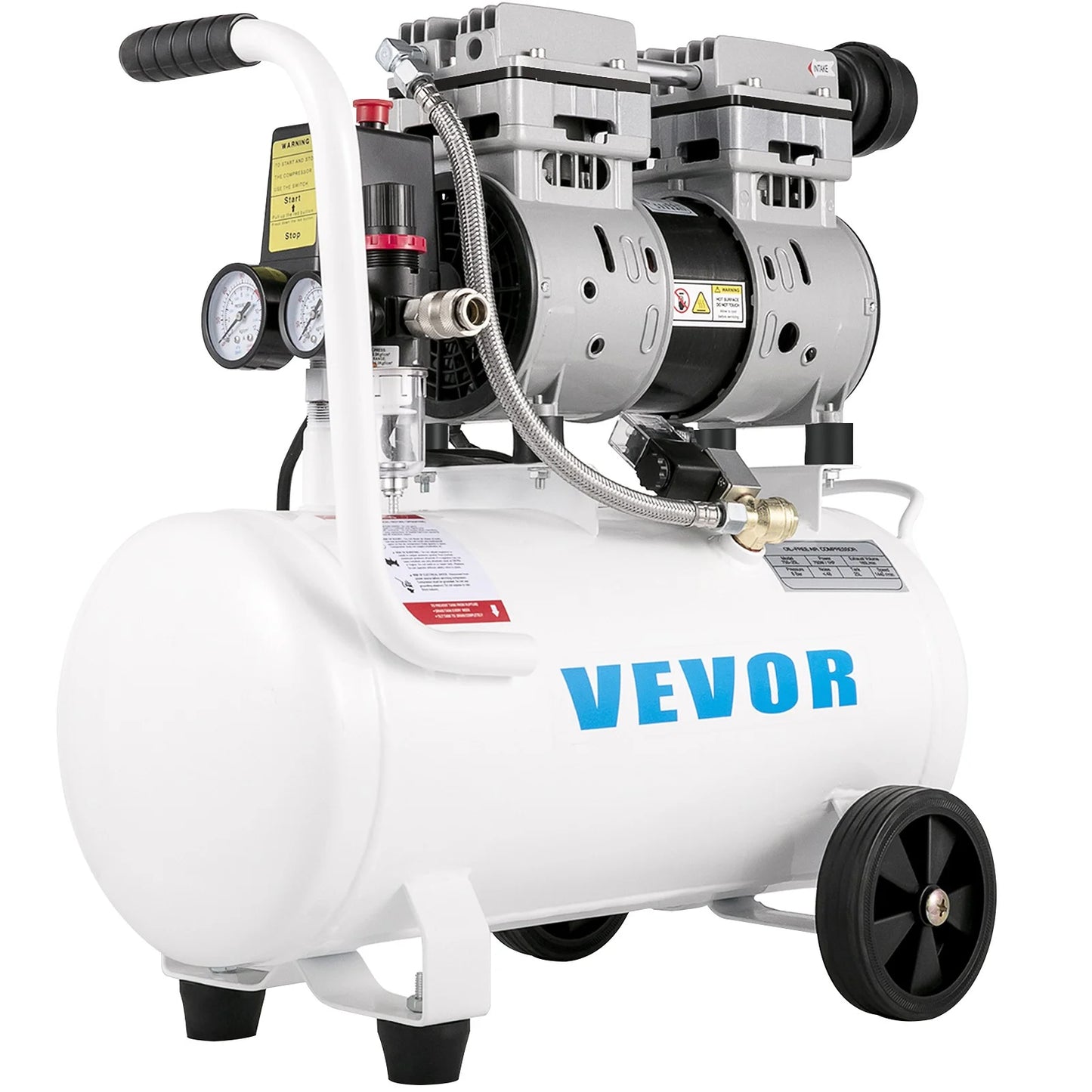 Ultra Quiet Air Compressor 6.6 Gallon 1 HP Oil Free Compressor 115 PSI