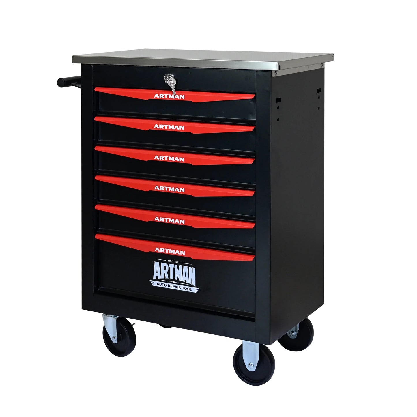 ARTMAN 6 Drawers Metal Rolling Storage Tool Chest Cabinet Cart with Wheels,with Key Locking and Parking Brake, Tool Box for Garage Workshop Warehouse