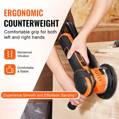 KFFKFF Eccentric Sander,Dual Function 6-Inch DA & GA Orbital Sander,850W 7400PRM with 6 Adjustable Speeds,Electric Hand Sander including 10PCS Sandpapers,Dust Attachment for Detailed Woodwork Sanding