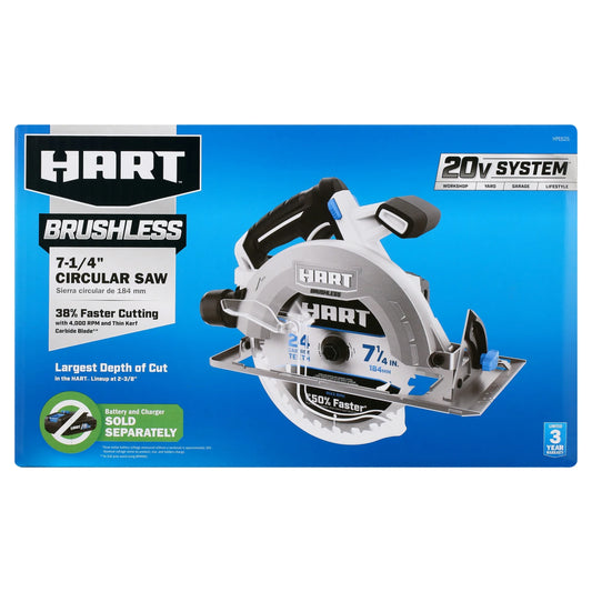 HART 20-Volt 7-1/4-inch Brushless Circular Saw (Battery Not Included)