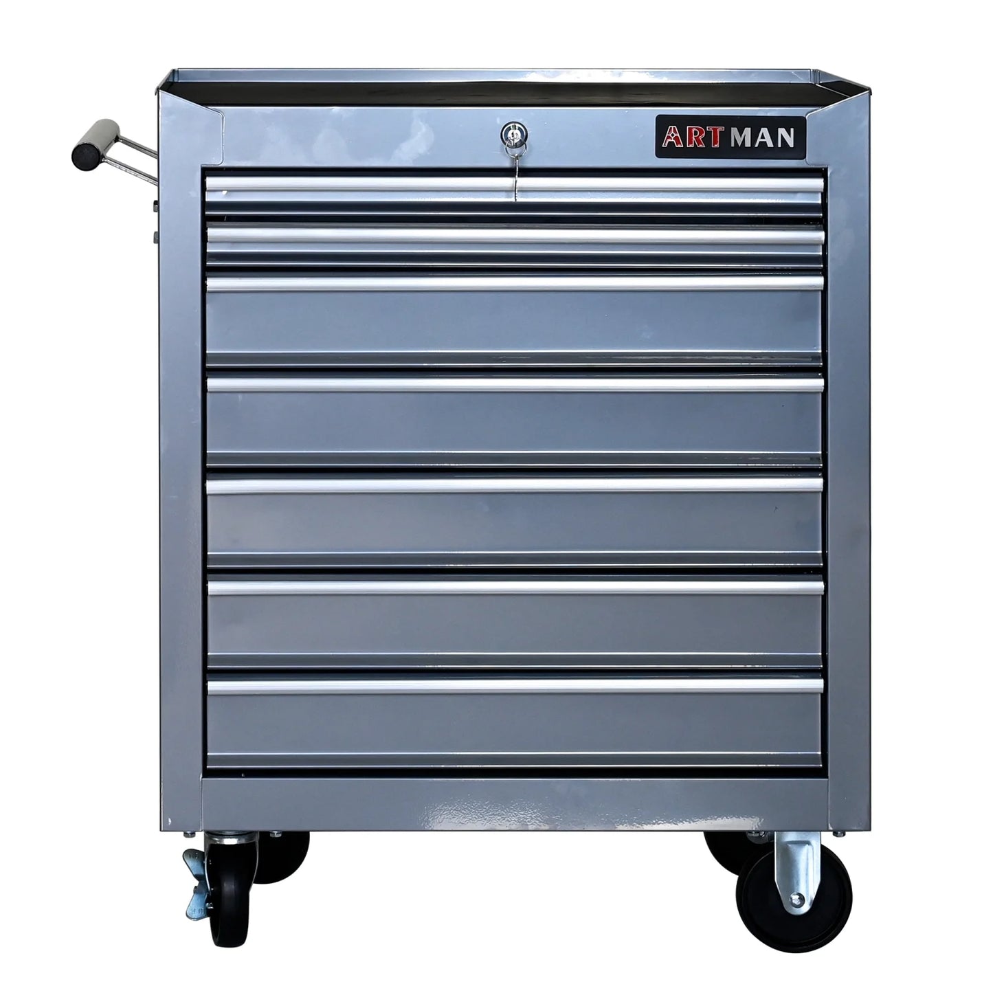 Rolling Tool Chest with 7-Drawer Tool Box with Wheels, Multifunctional Tool Cart Mechanic Tool Storage Cabinet for Garage, Warehouse, Workshop, Repair Shop, Silver