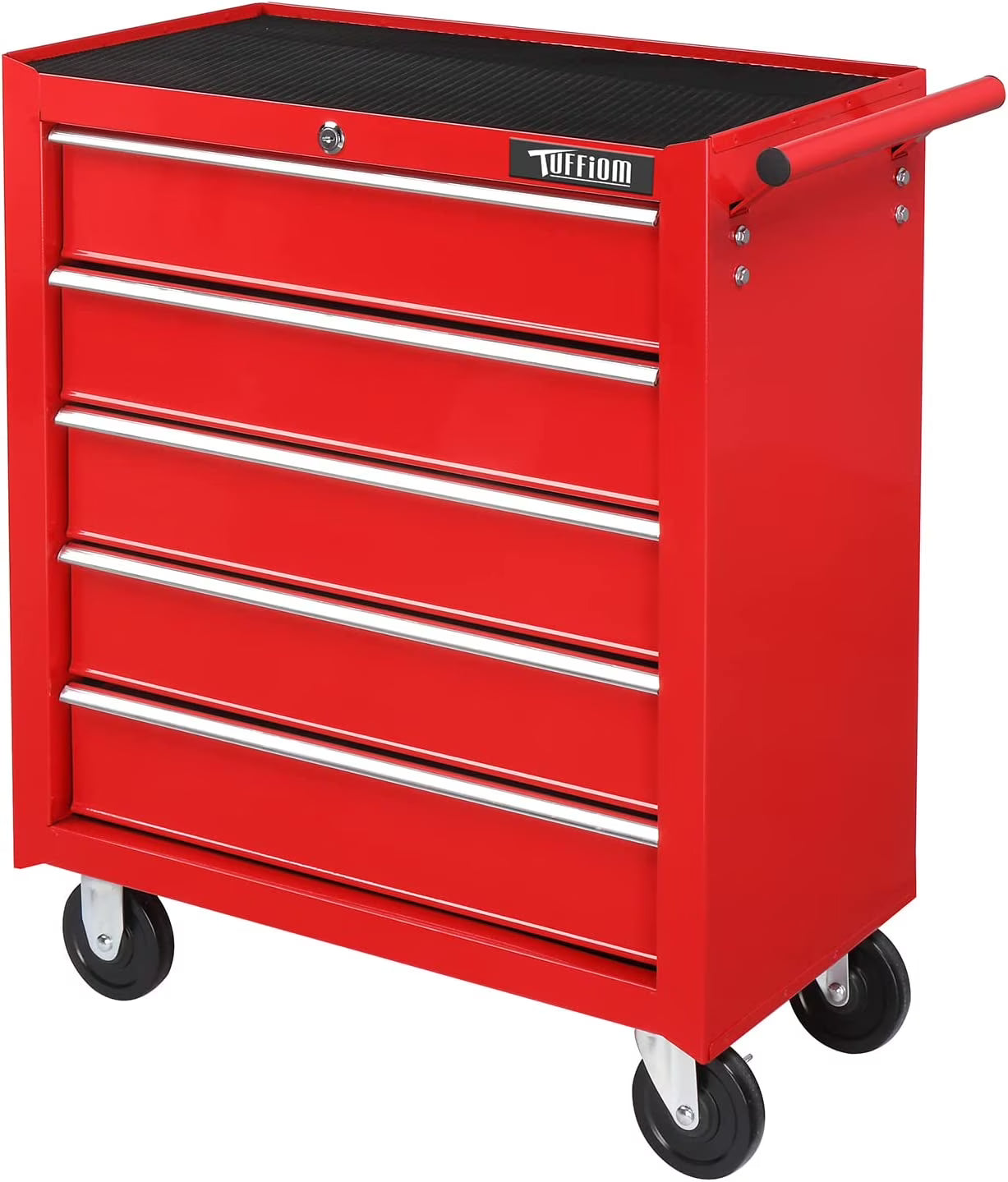 TUFFIOM 5-Drawer Rolling Tool Chest with Lock & Key, Tool Storage Organizer Box Cabinet with Wheels