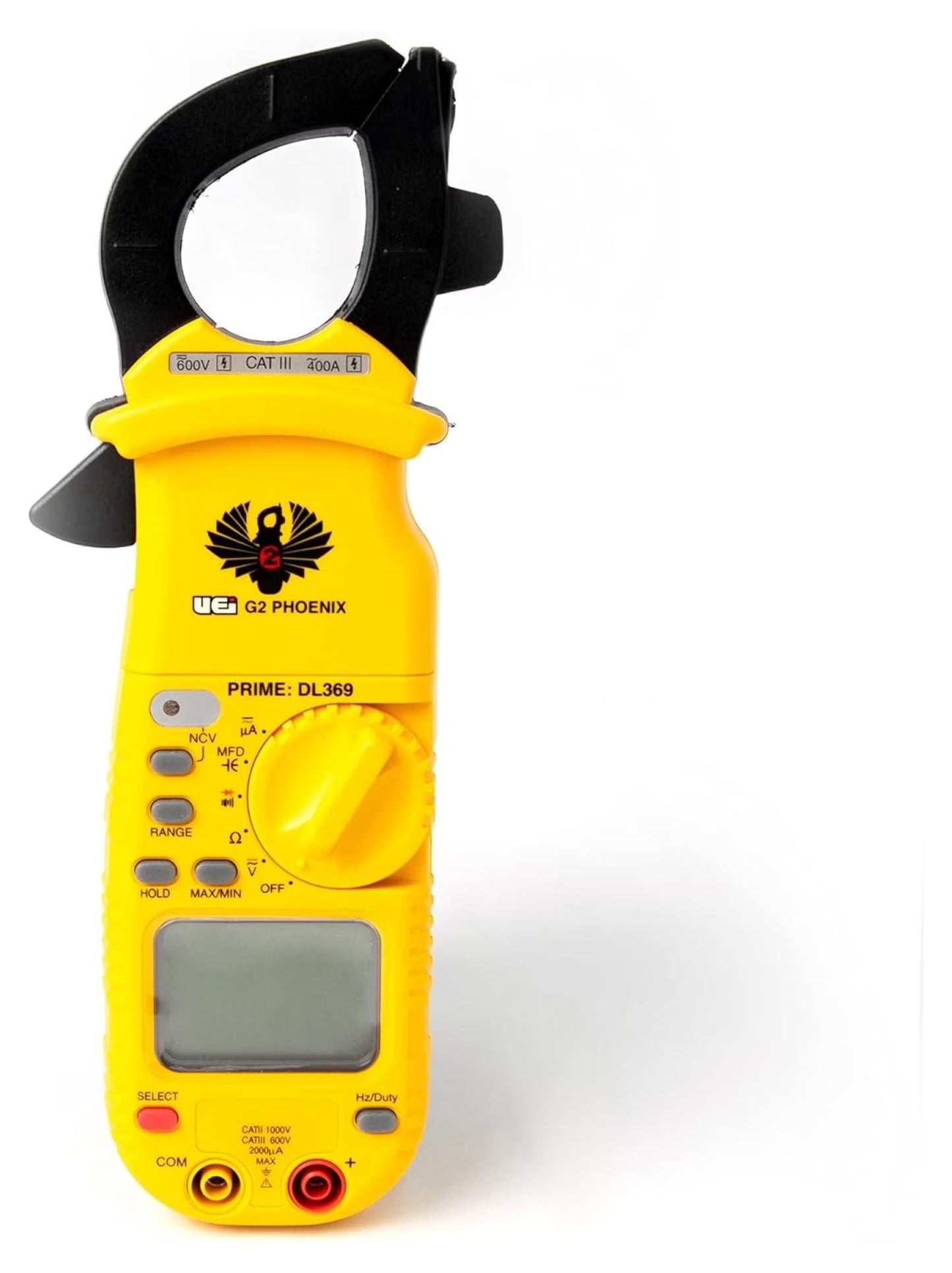 UEi DL369 Digital Clamp Meter HV Auto-Ranging 4000 Counts Volt Meter Amp Meter Measures Current/DC Voltage & Microamps Capitance Resistance Diodes NCV Continuity Tester Live Wire Test