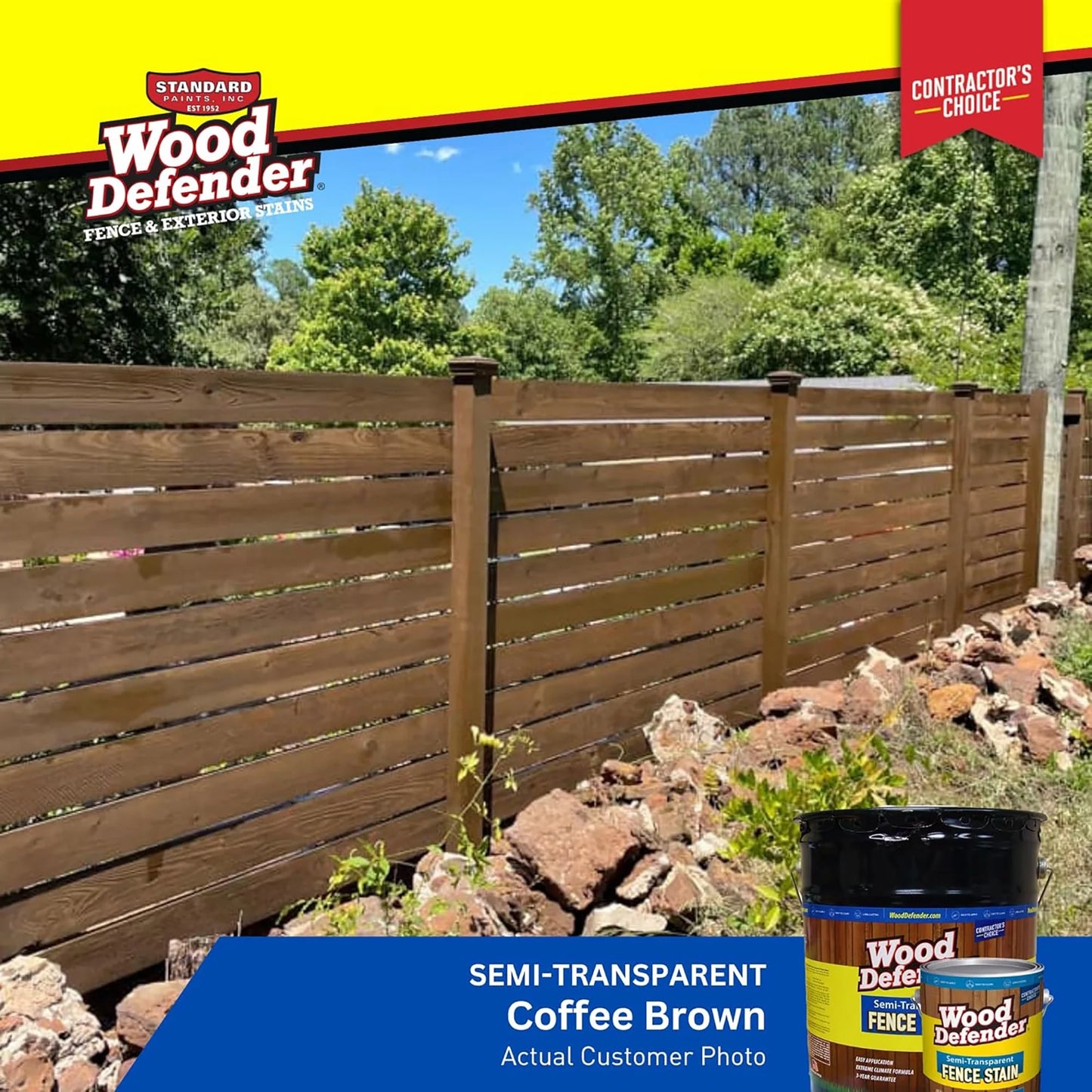 Wood Defender Semi-transparent Fence Stain COFFEE BROWN 5-gallon