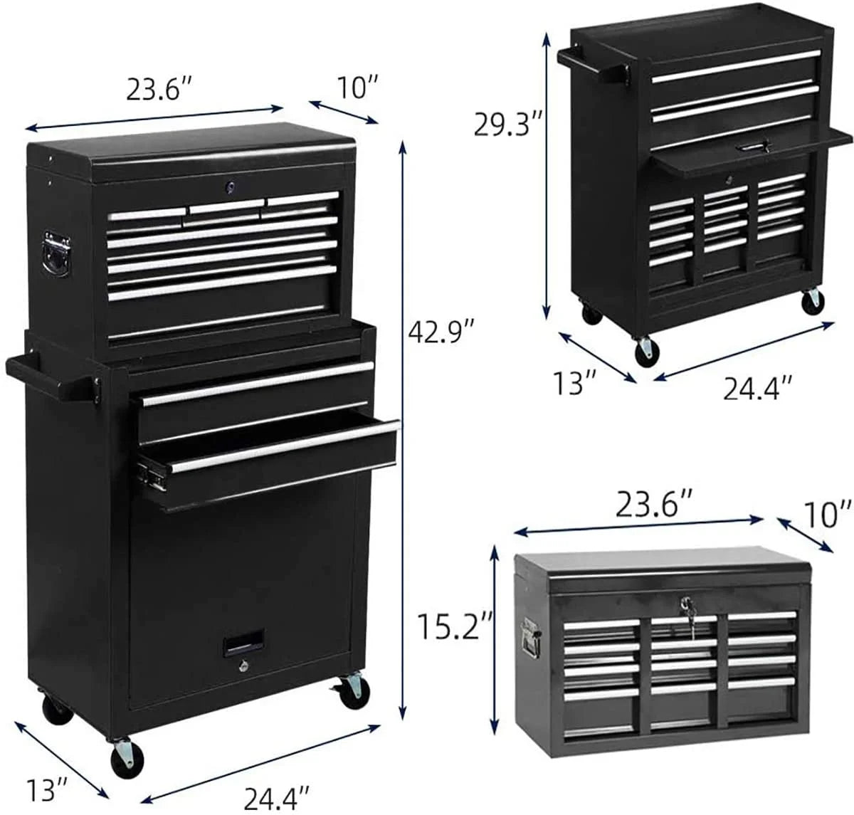 8-Drawer Tool Chest with Wheels, Tool Storage Cabinet and Tool Box, Lockable Rolling Tool Chest with Drawers, Toolbox Organizer for Garage Warehouse Workshop (Orange)