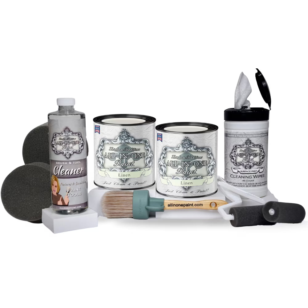 ALL-IN-ONE Paint, 2 Quart Cabinet Paint Bundle and Tool Kit - Cashmere (true white)