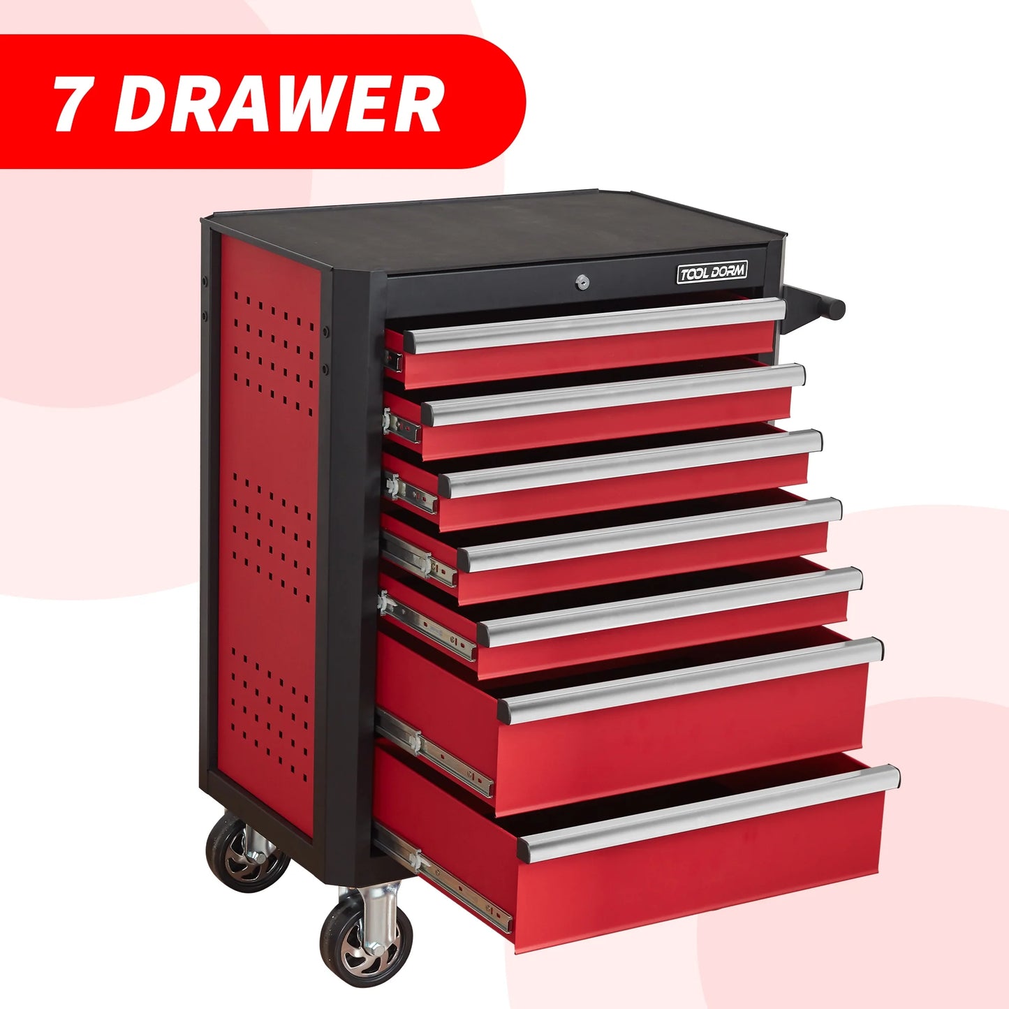 28inchTool Cabinets Rolling Toolbox with 7 Drawers, Metal Tool Chest with Wheels, Tool Cart for Garage, Warehouse, Repair Shop, Workshop