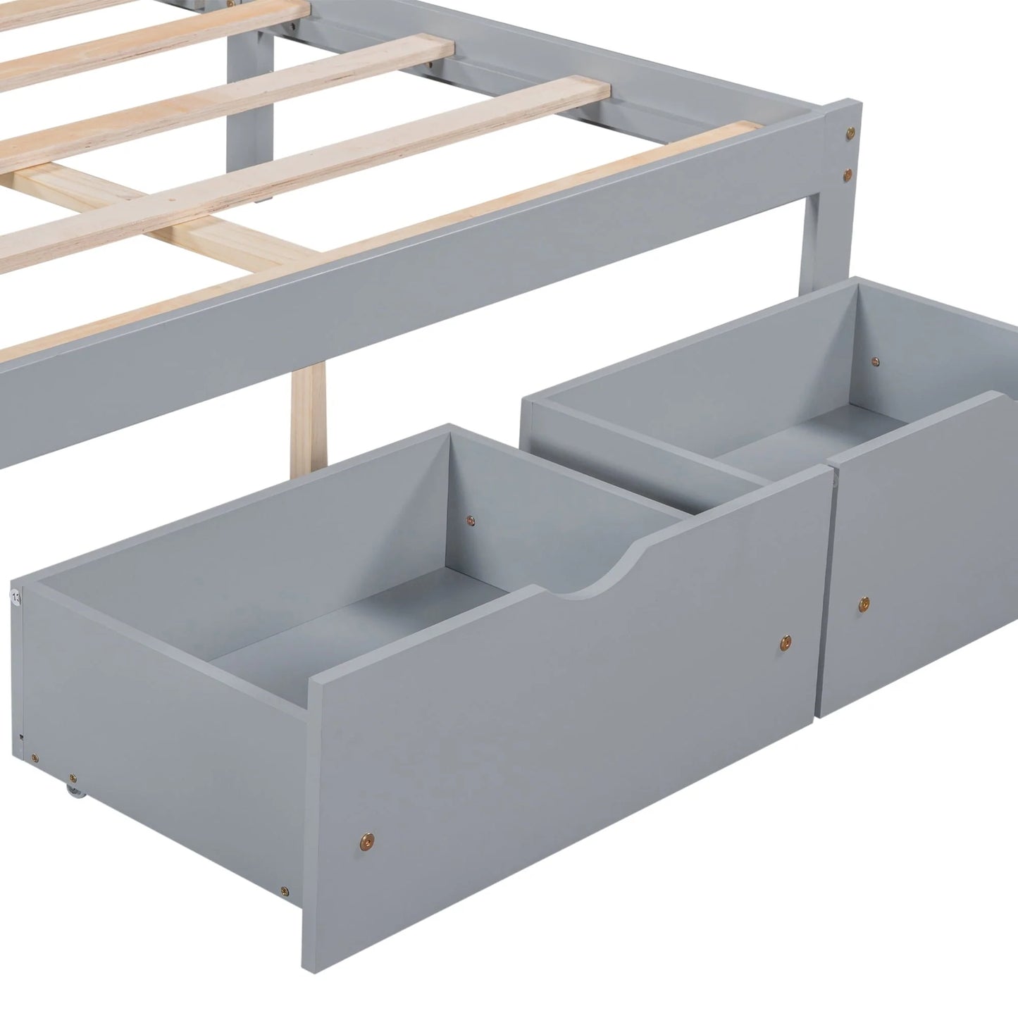 Platform Bed Frame Storage Bed with Headboard, Pine Wood Full Bed Frame for Bedroom, Modern Full Size Bed Frame with Drawers, Wood Slats Support, Holds 400 lb, No Box Spring Needed, Gray