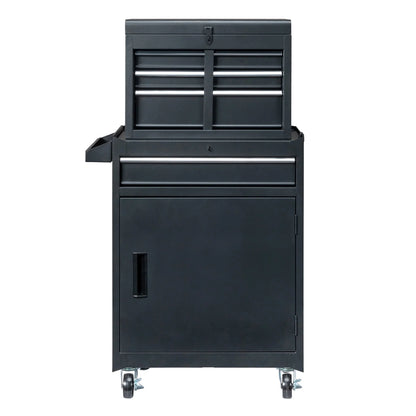 Gzxs 4-Drawer Rolling Tool Chest with Wheels, Tool Chest with Large Storage Cabinet and Adjustable Shelf, Portable Top Box with Locking System Tool Chest for Garage, Warehouse (Black)