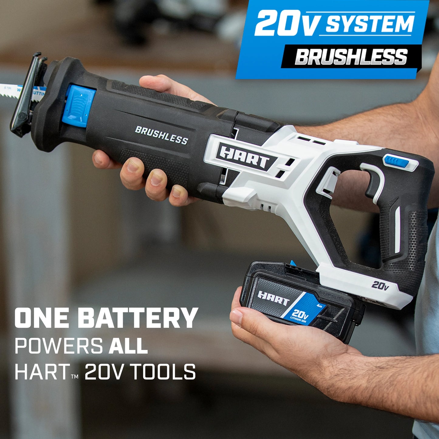 HART 20-Volt Battery-Powered Brushless Reciprocating Saw (Battery Not Included)