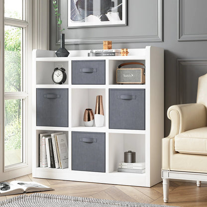 EnHomee 9 Cube Storage Organizer Cubby Storage 9 Cube bookshelf With Bins For Bedroom Livingroom White Cubby Storage for Home, White Finish