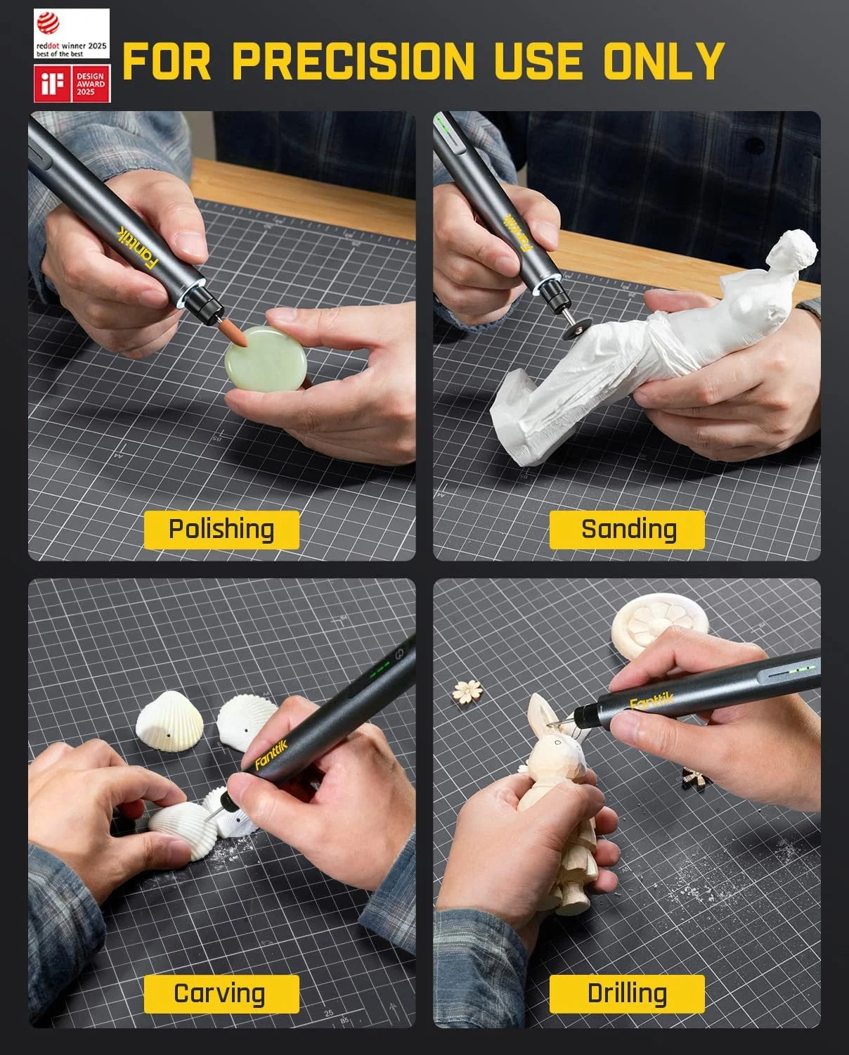 F2 Master Cordless Rotary Tool Kit 4V, 25000 RPM, 5 Speeds, 35 Accessories, Power Tool for , Polishing, Drilling, Carving