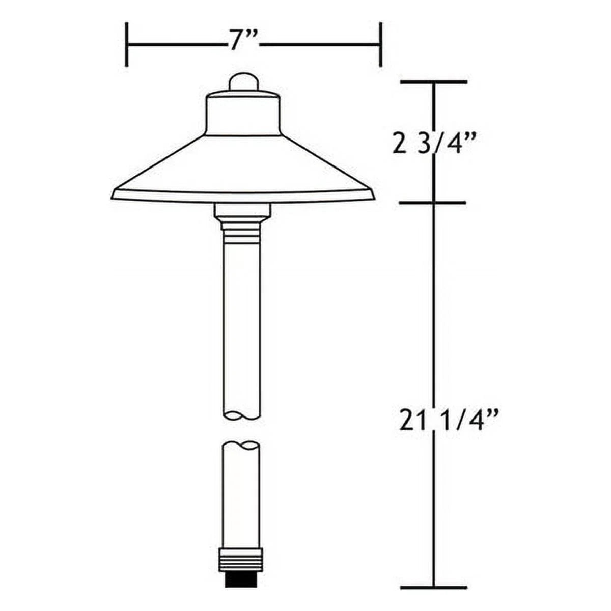 VOLT Flat Hat 12V Brass Path Light (7" Shade, 25" Tall)