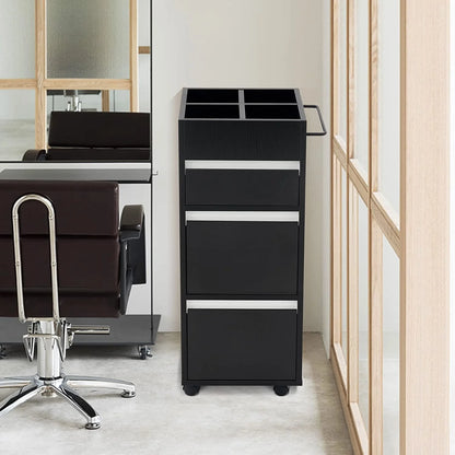 BarberPub Utility Cart with Storage Drawer, Salon Trolley Cabinet