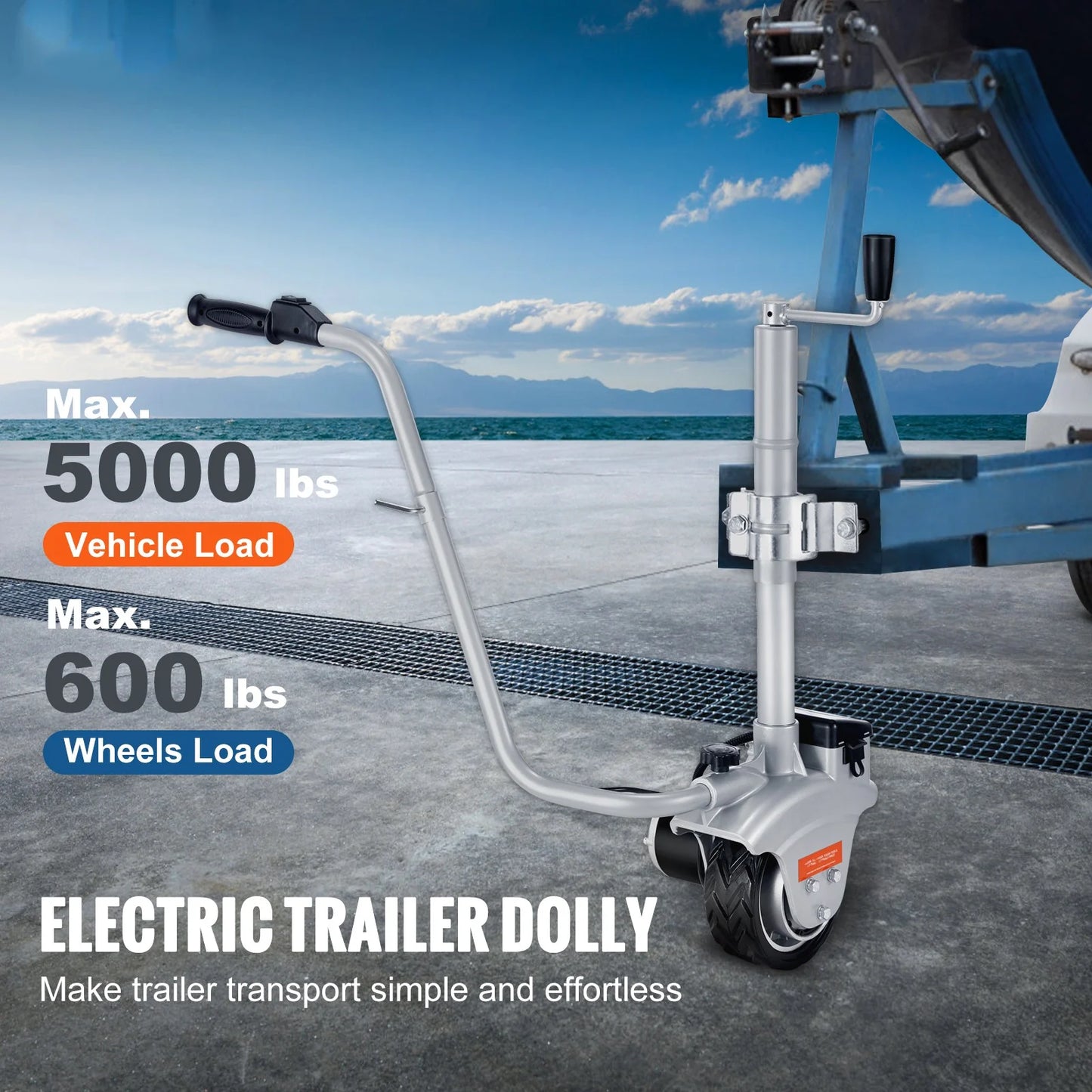 BENTISM Motorized Trailer Jack Wheel 350W Electric Mover Dolly 5000lbs Adjustable