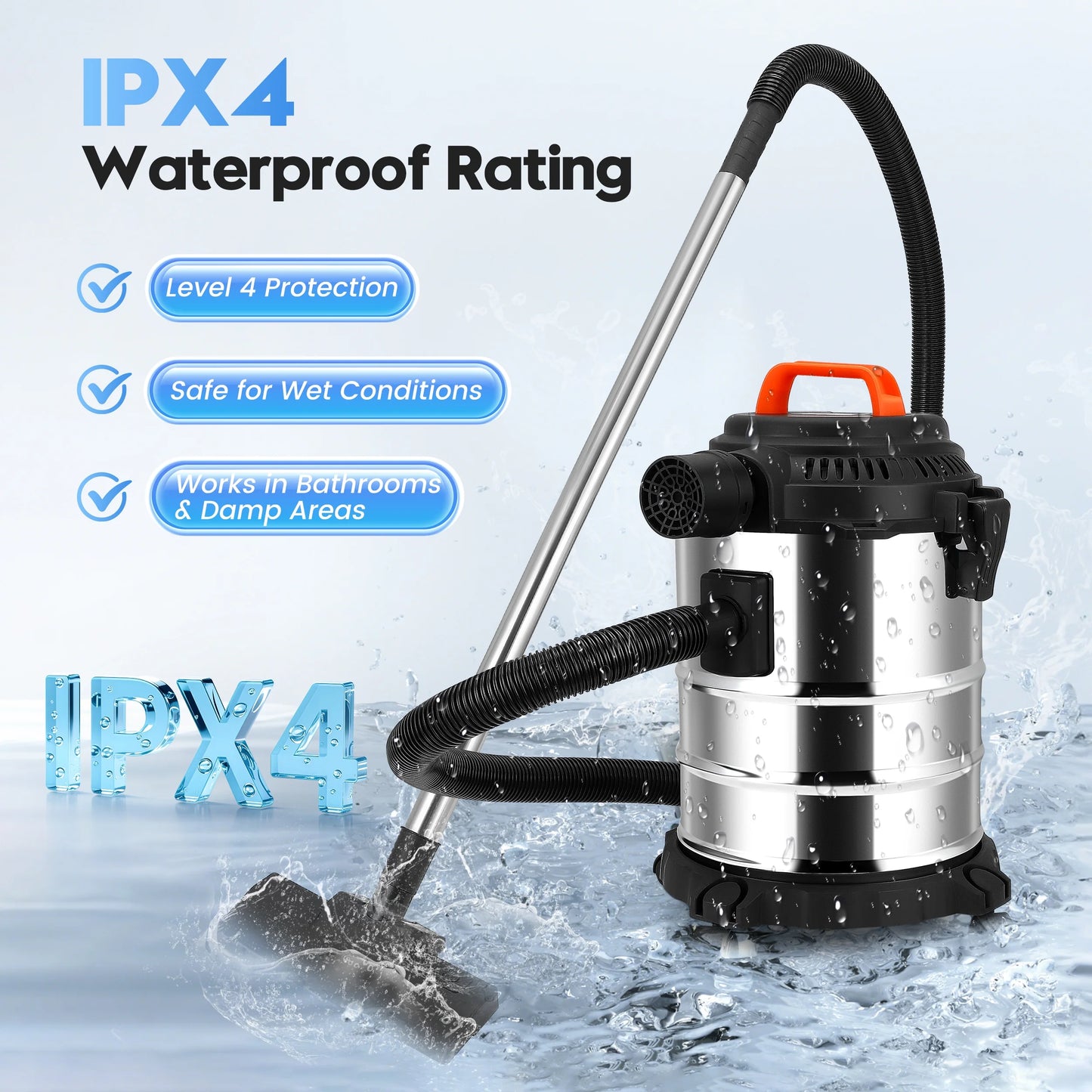 RELOIVE Wet Dry Vacuum,4.5 Gallon 2000W 6.5 Peak HP,3-in-1 Stainless Steel Shop Vacuum Wet and Dry,with Filter and Attachments for House Garage Workshop Car