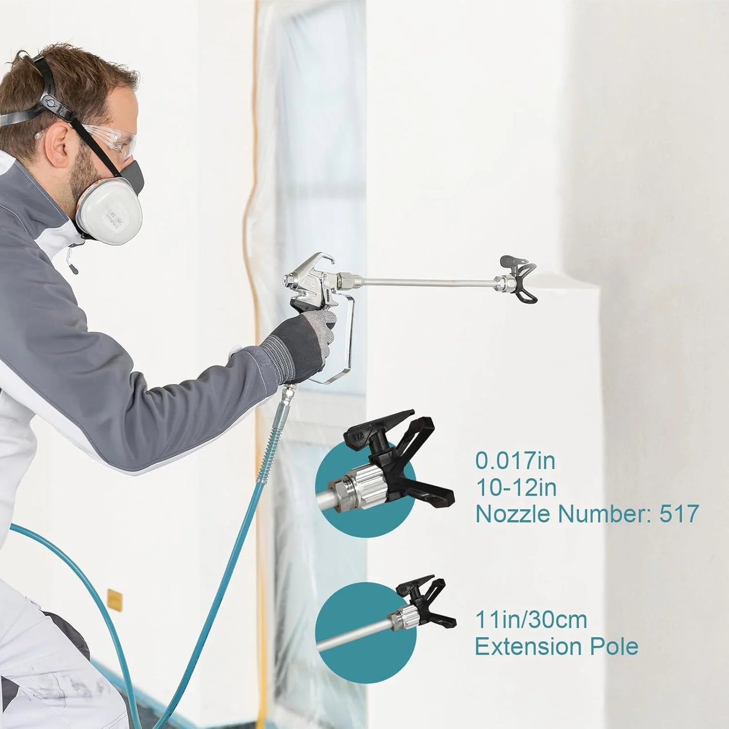 Telyswee 750W Airless Paint Sprayer, 3300 PSI Stand Airless Sprayer, High Efficiency Electric Paint Sprayer for Up to 10 Gallon DIY Painting Projects House Exterior Fence Deck