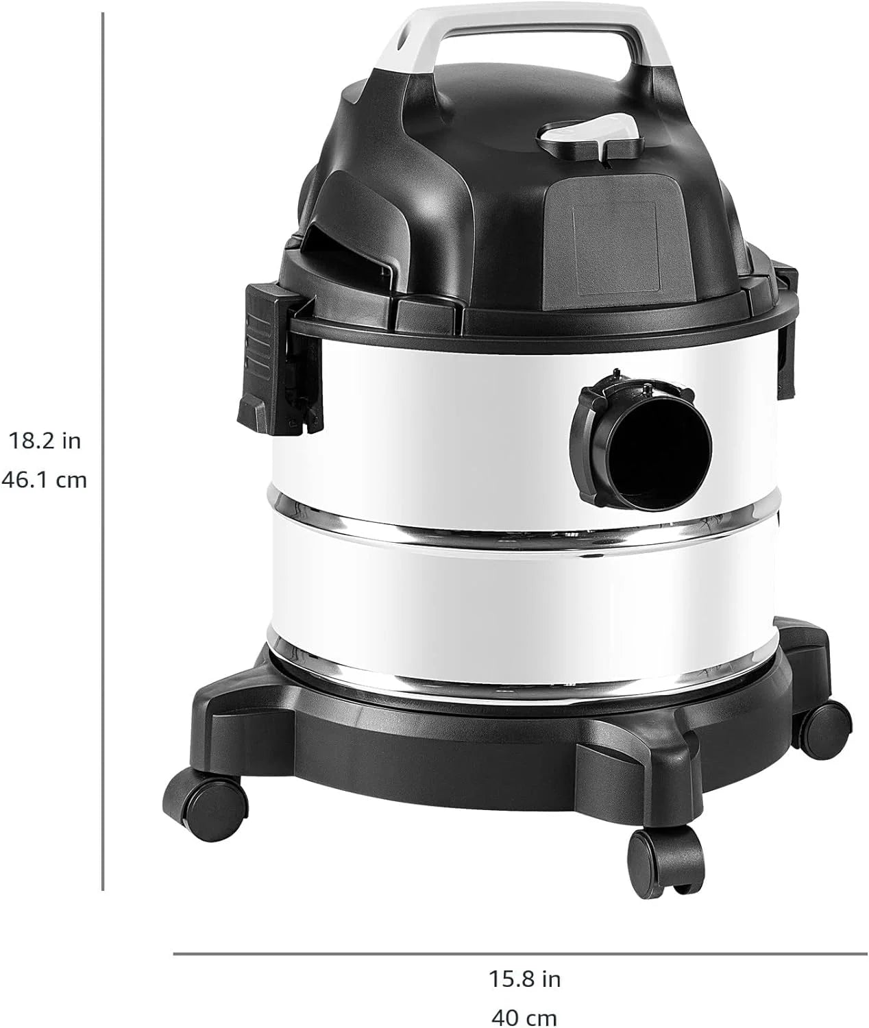 Basics Wet Dry Vacuum Cleaner, 4 Gallon Shop Vac with 3HP Motor, Stainless Steel Tank, Durable Multi-Surface Cleaner, Grey/Black