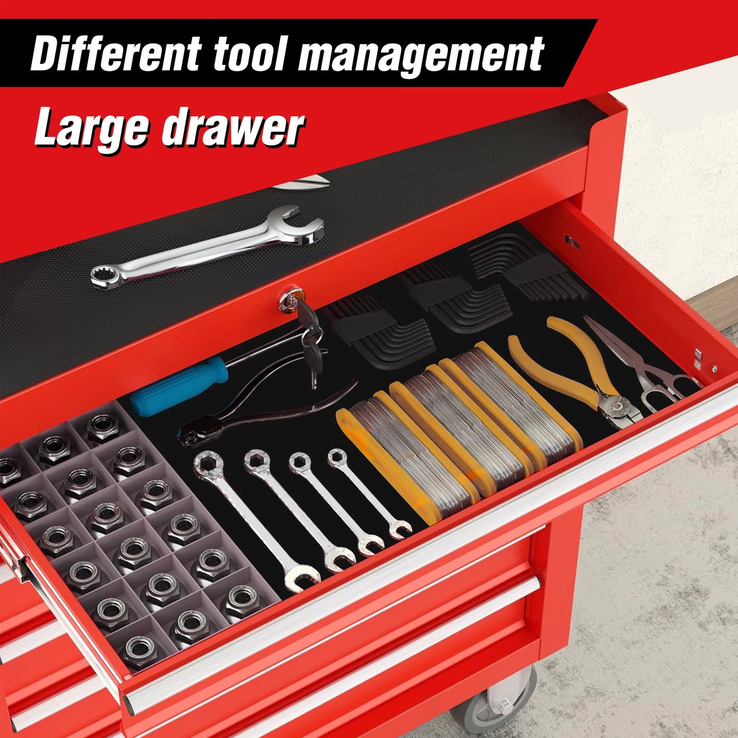 Seizeen Rolling Tool Chest on Wheels, Metal Tool Cart Toolbox Storage Cabinet Organizer W/7 Drawers, Red