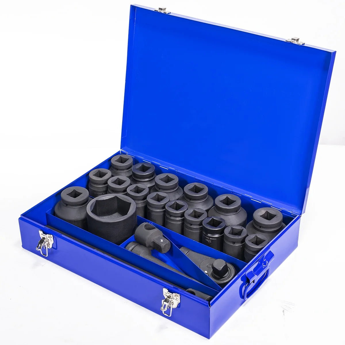 Stark USA 1" Drive 21PC Deep Impact Jumbo Socket Set, 6 Point MM, 27mm - 80mm, CrMo Steel