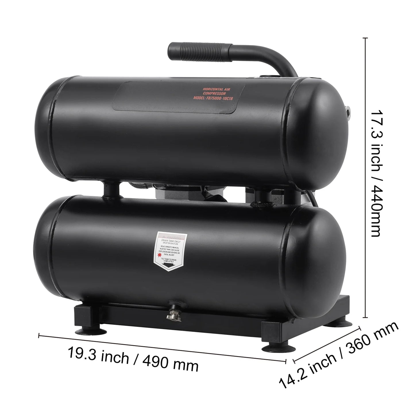 KFFKFF Air Compressor with 4.6 Gallon Steel Tank, 1HP & 2.2 CFM@90 PSI, Oil-Free Operation & Maximum 120PSI, 80dB Quiet Portable Unit for Auto Maintenance, Tire Filling, and Spray Paint Jobs