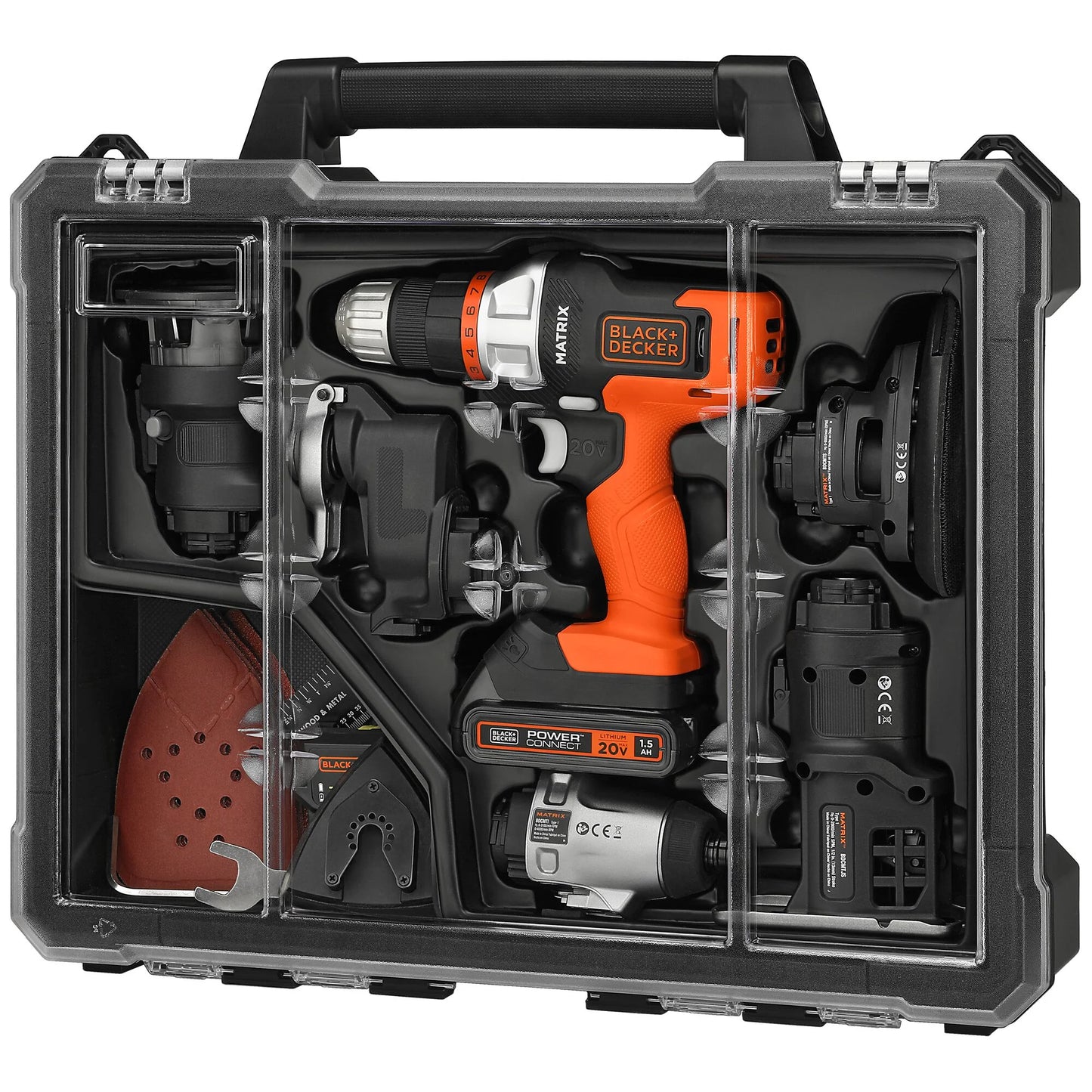 BLACK+DECKER 20V Cordless Drill, Power Tool Set, 1.5Ah, 6 Piece Set, Battery Included