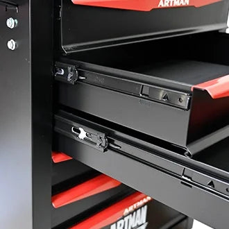 20" Rolling Metal Tool Chest with 6 Drawers, Ball Bearing Slides, Steel Tool Storage Organizer, Black & Red