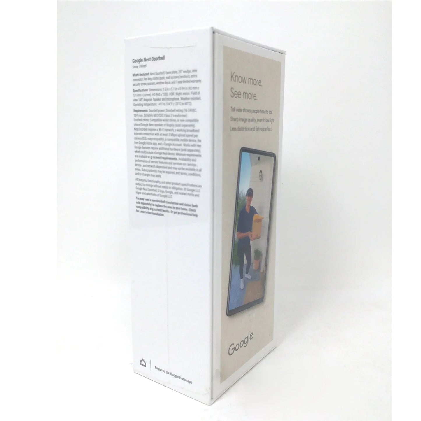 Google Nest Doorbell (Wired, 2nd gen) - Video Doorbell Camera - Doorbell Security Camera - Snow