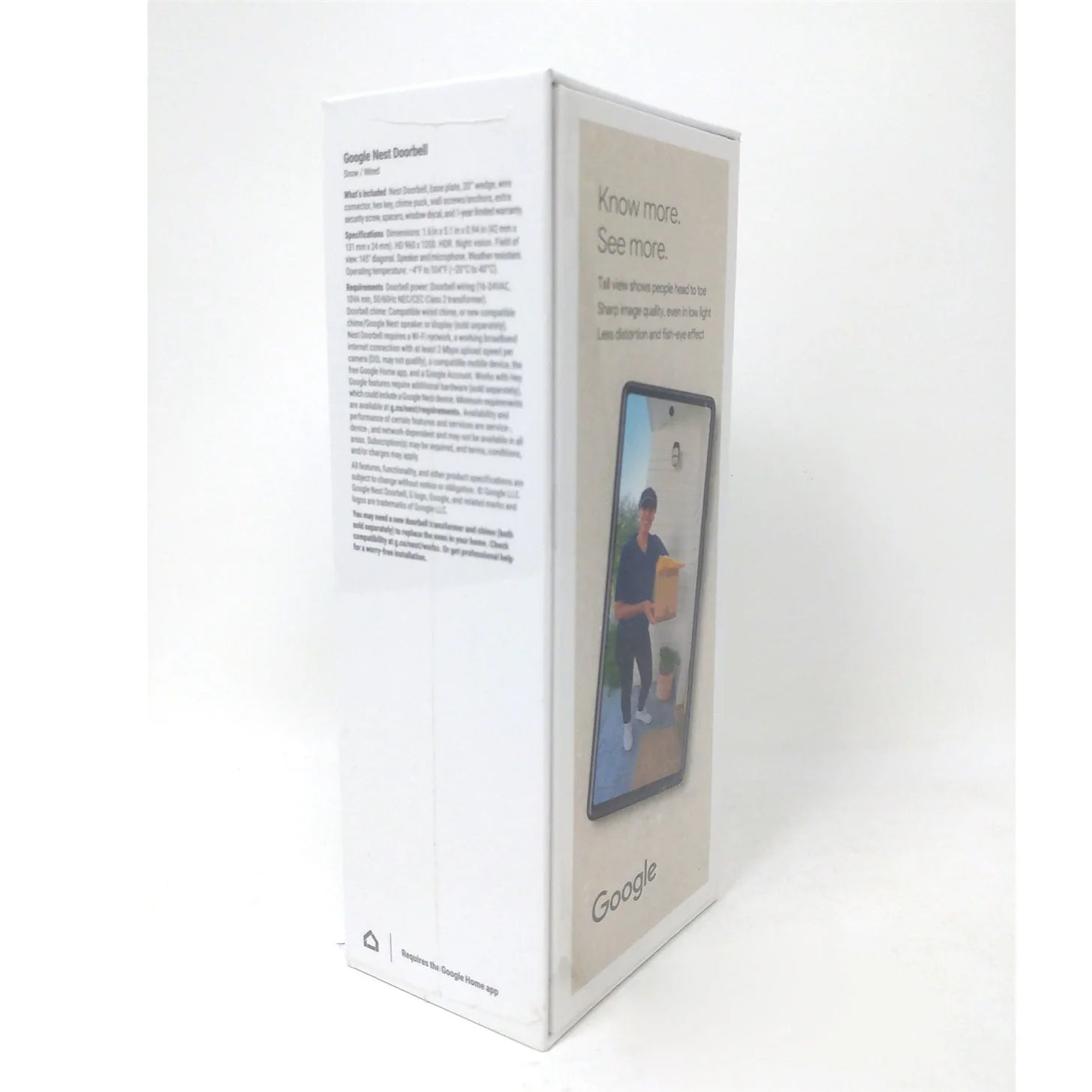 Google Nest Doorbell (Wired, 2nd gen) - Video Doorbell Camera - Doorbell Security Camera - Snow