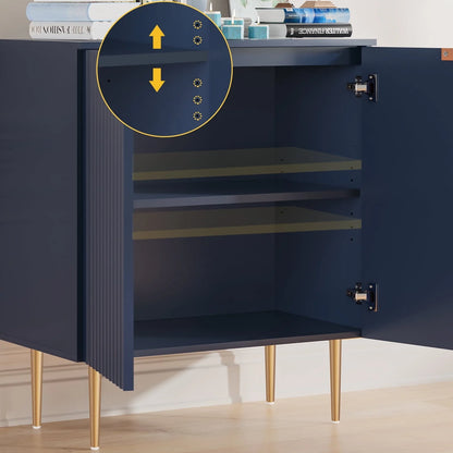 Boowill Sideboard Buffet Cabinet with Storage and Adjustable Shelves and Doors Kitchen Console Cabinet Blue Credenza Liquor Cabinets for Living Room, Office, Hallway